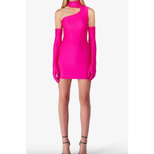SOLD Miscreants Gina Dress Hot Pink Lycra With Opera Gloves UK 8 US 6